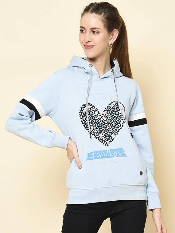 hooded neck printed sweatshirt - 18396201 -  Zoom Image - 0