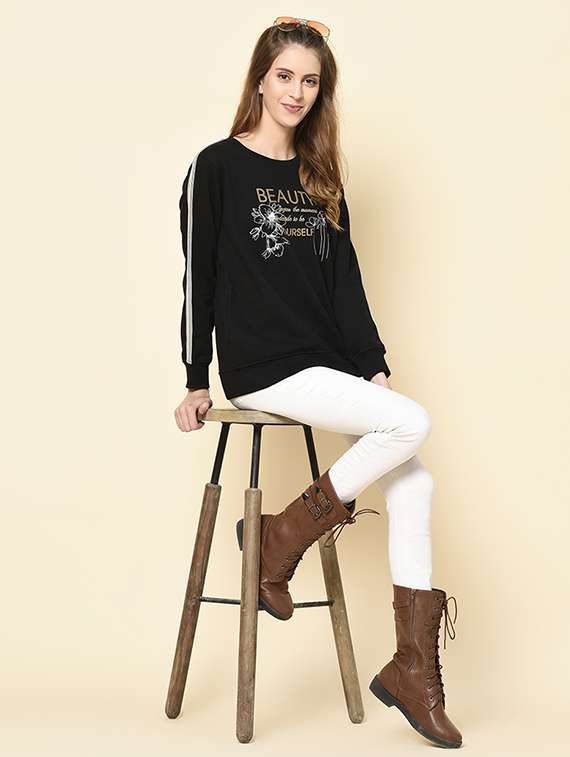 round neck printed sweatshirt - 18396213 -  Standard Image - 3