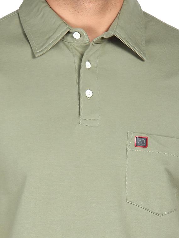 olive-green solid polo t-shirt - 18396336 - Standard Image - 3