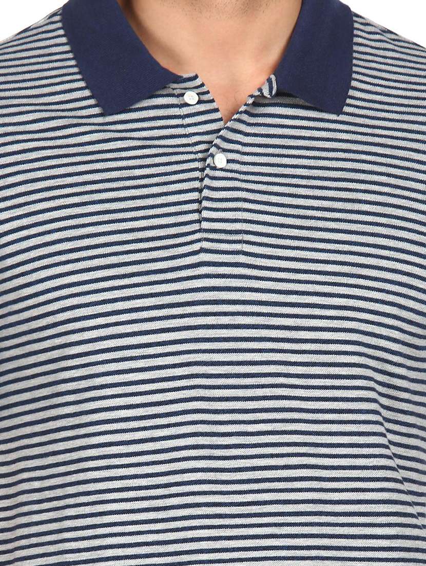 navy-blue striped polo t-shirt - 18396339 - Standard Image - 3