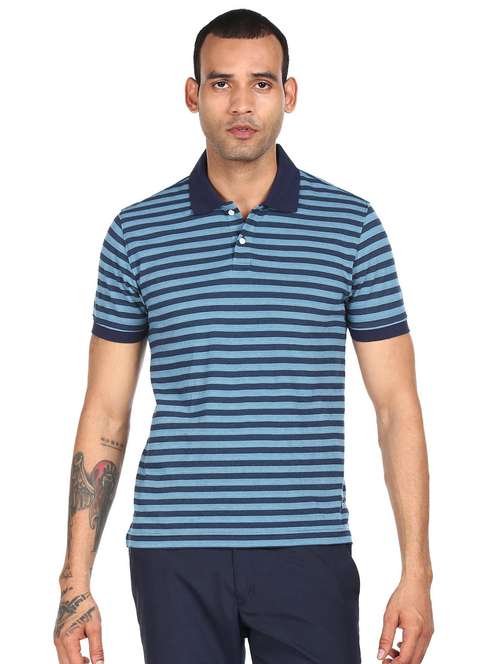 navy-blue striped polo t-shirt - 18396340 -  Standard Image - 0