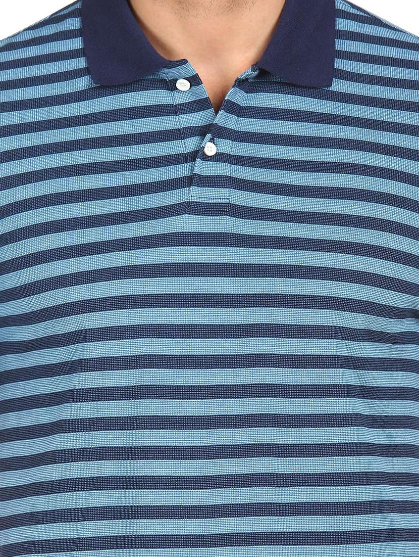 navy-blue striped polo t-shirt - 18396340 - Standard Image - 3