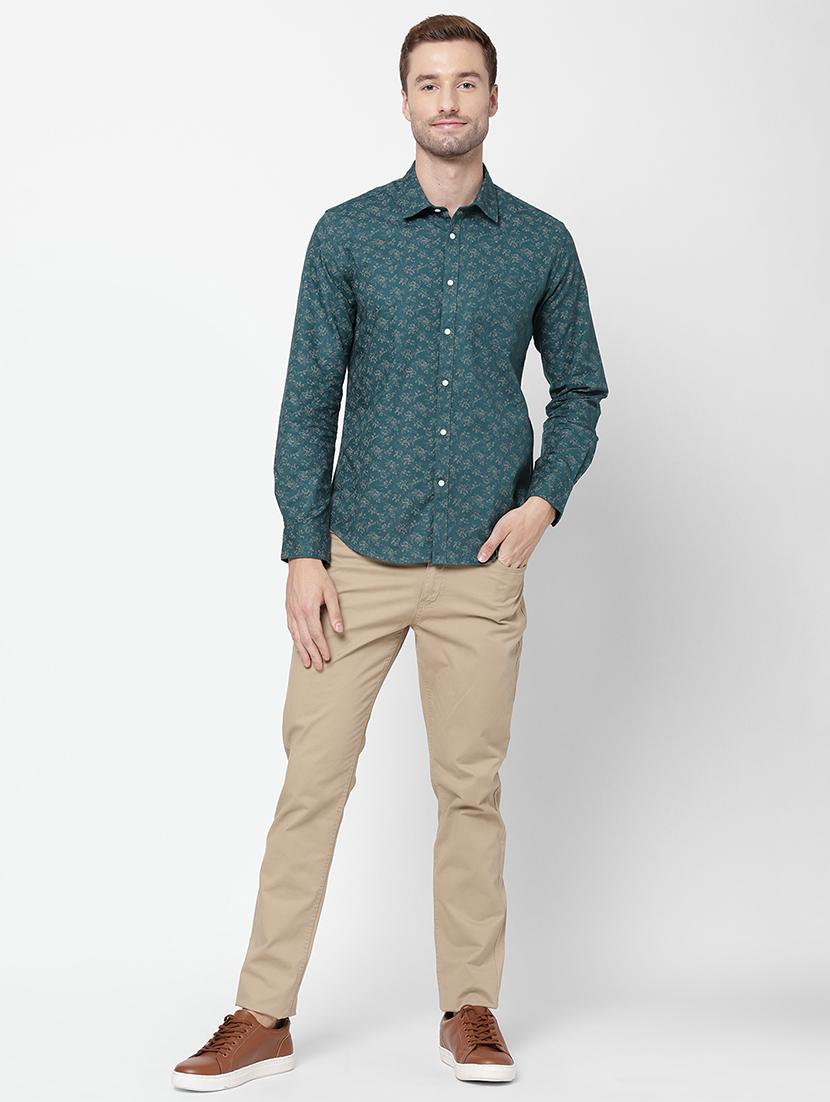 teal printed casual shirt - 18396376 - Standard Image - 3