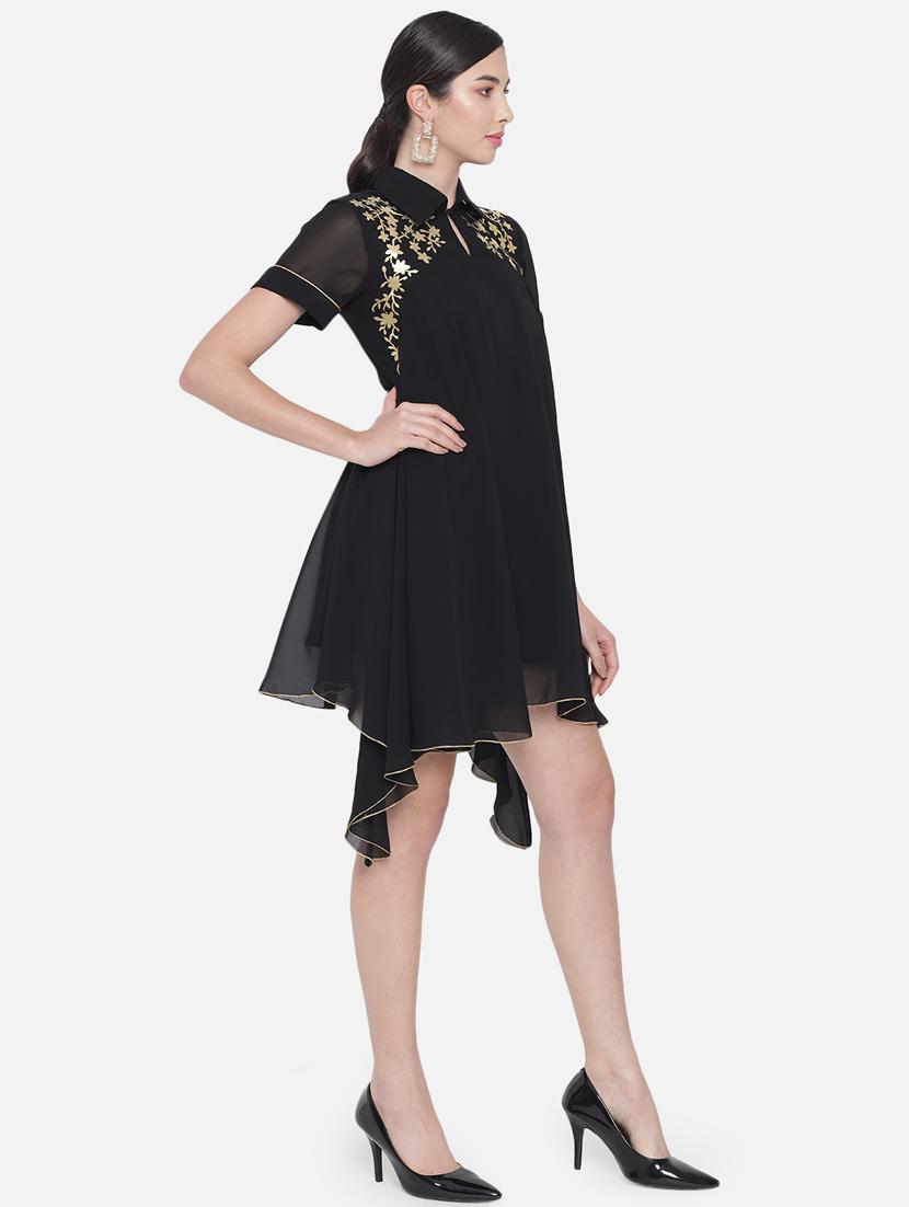 women's asymmetric foil print dress - 18396440 - Standard Image - 3