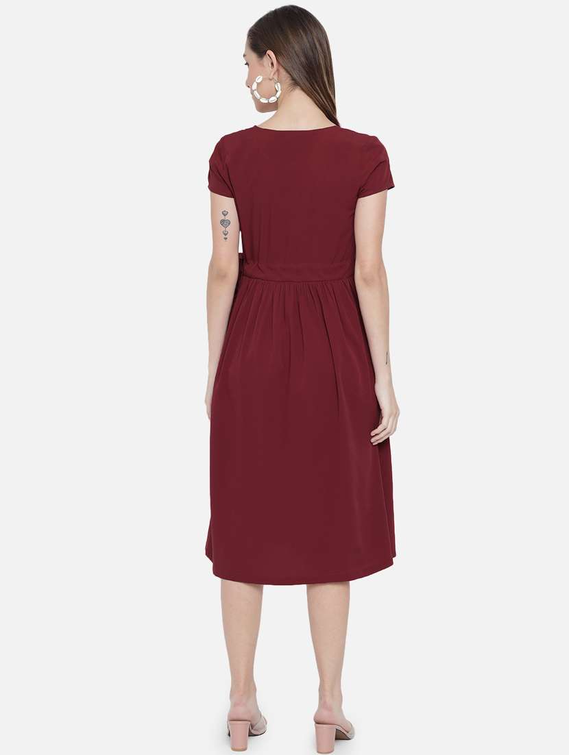 women's fit & flare solid dress - 18396444 -  Standard Image - 3