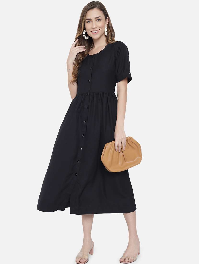 women's fit & flare solid dress - 18396446 - Zoom Image - 0