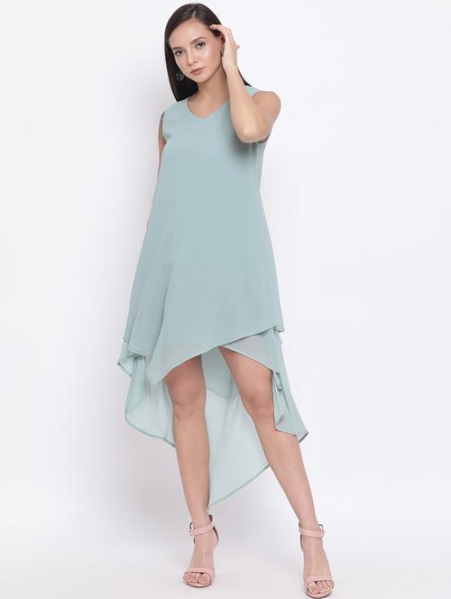 women's high low solid dress - 18396459 - Standard Image - 0