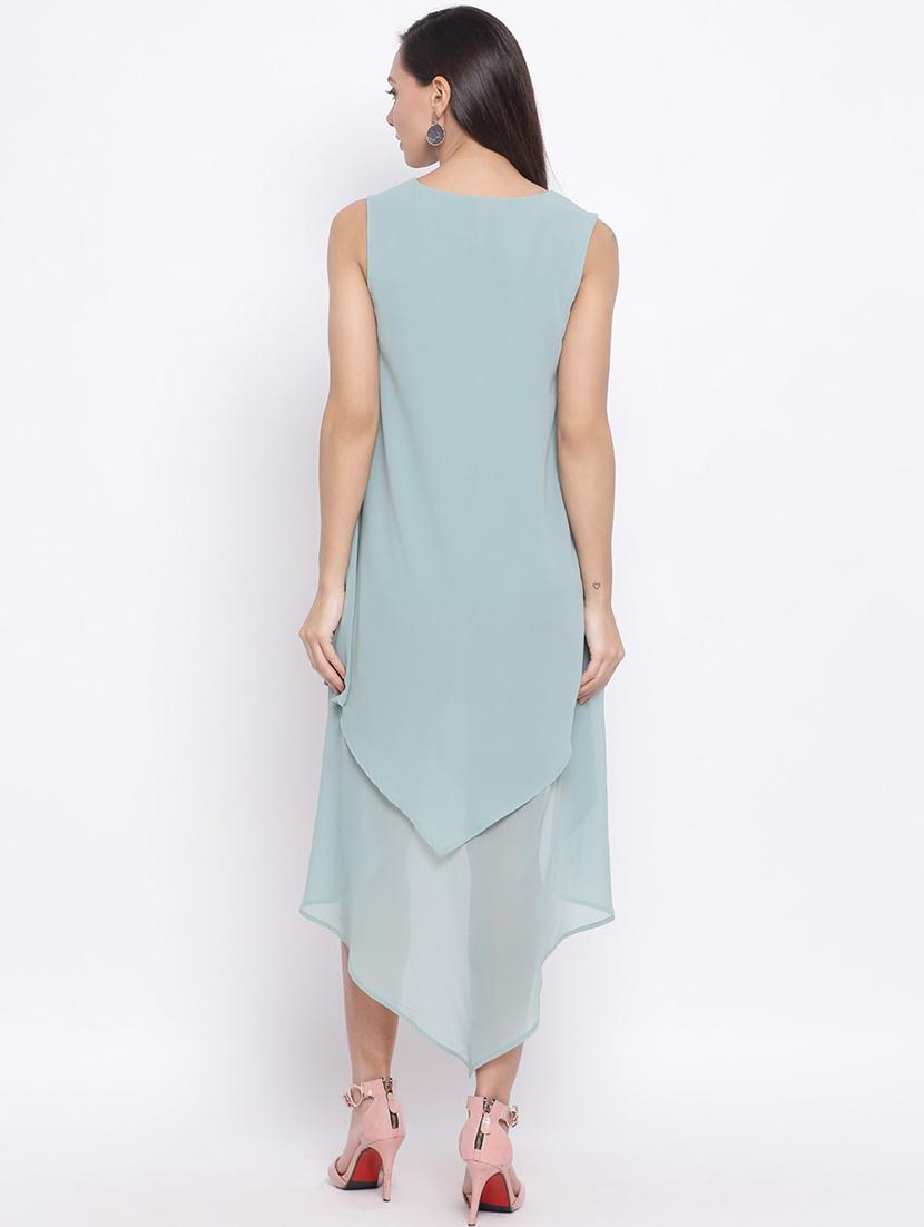 women's high low solid dress - 18396459 - Standard Image - 3