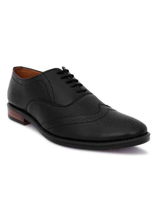 black synthetic & mesh laceup brouges - 18396514 -  Standard Image - 0