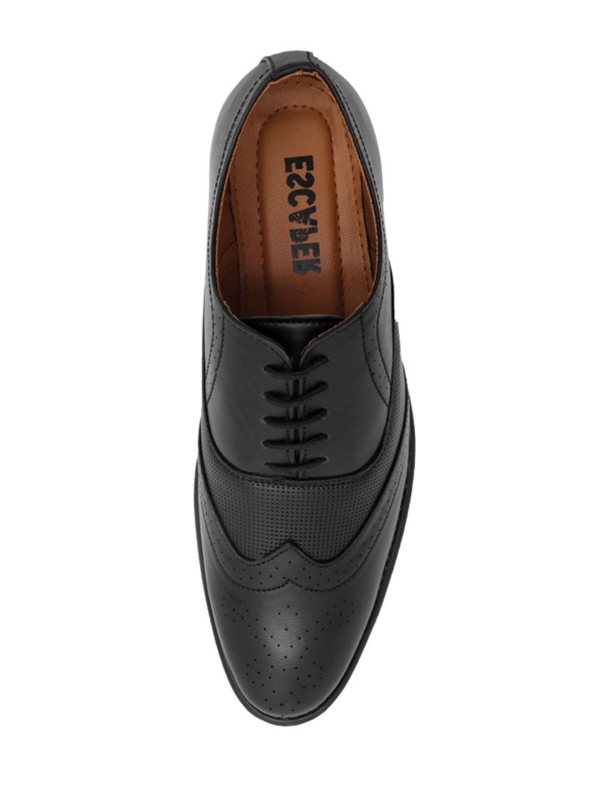 black synthetic & mesh laceup brouges - 18396514 - Standard Image - 3