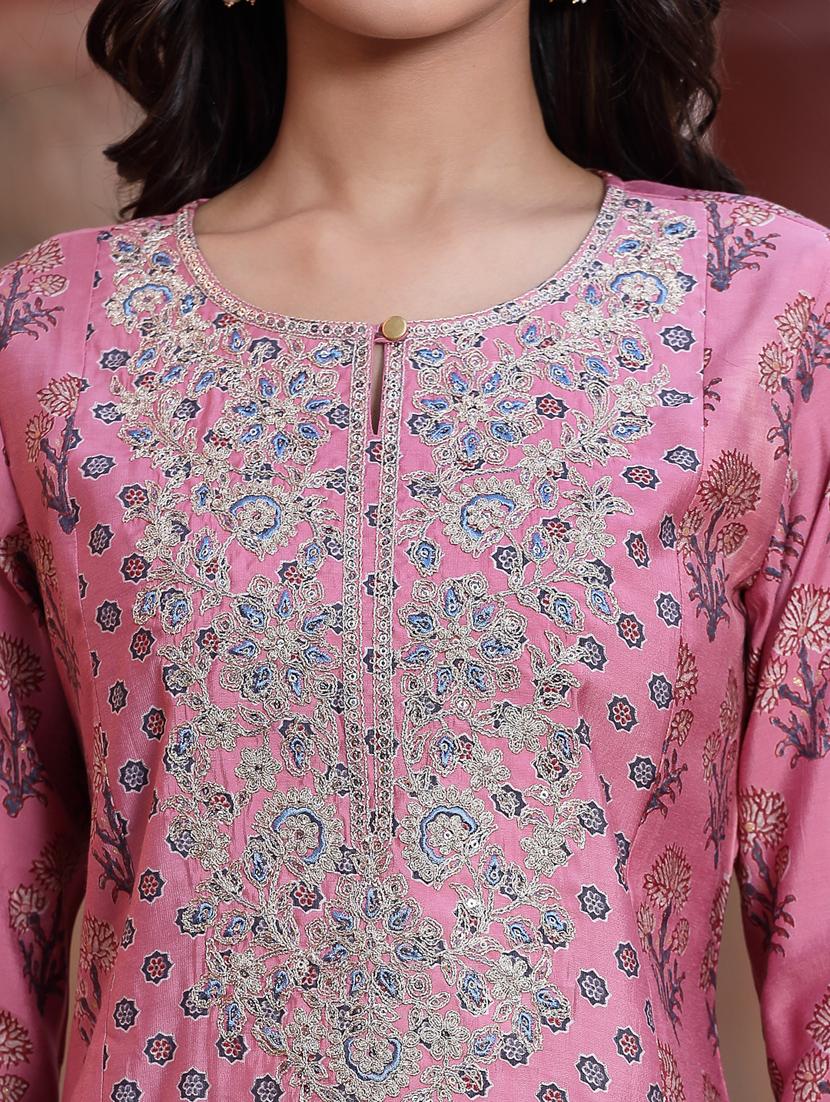 pink cotton kurta pant set - 18396785 - Standard Image - 5