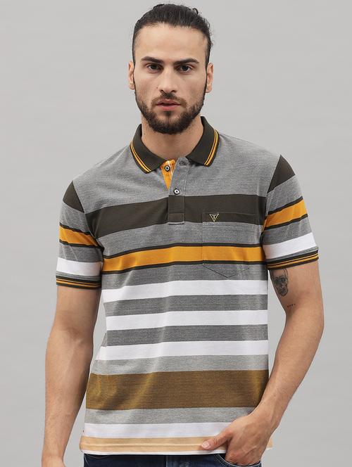 grey striped polo t-shirt - 18396813 -  Standard Image - 0