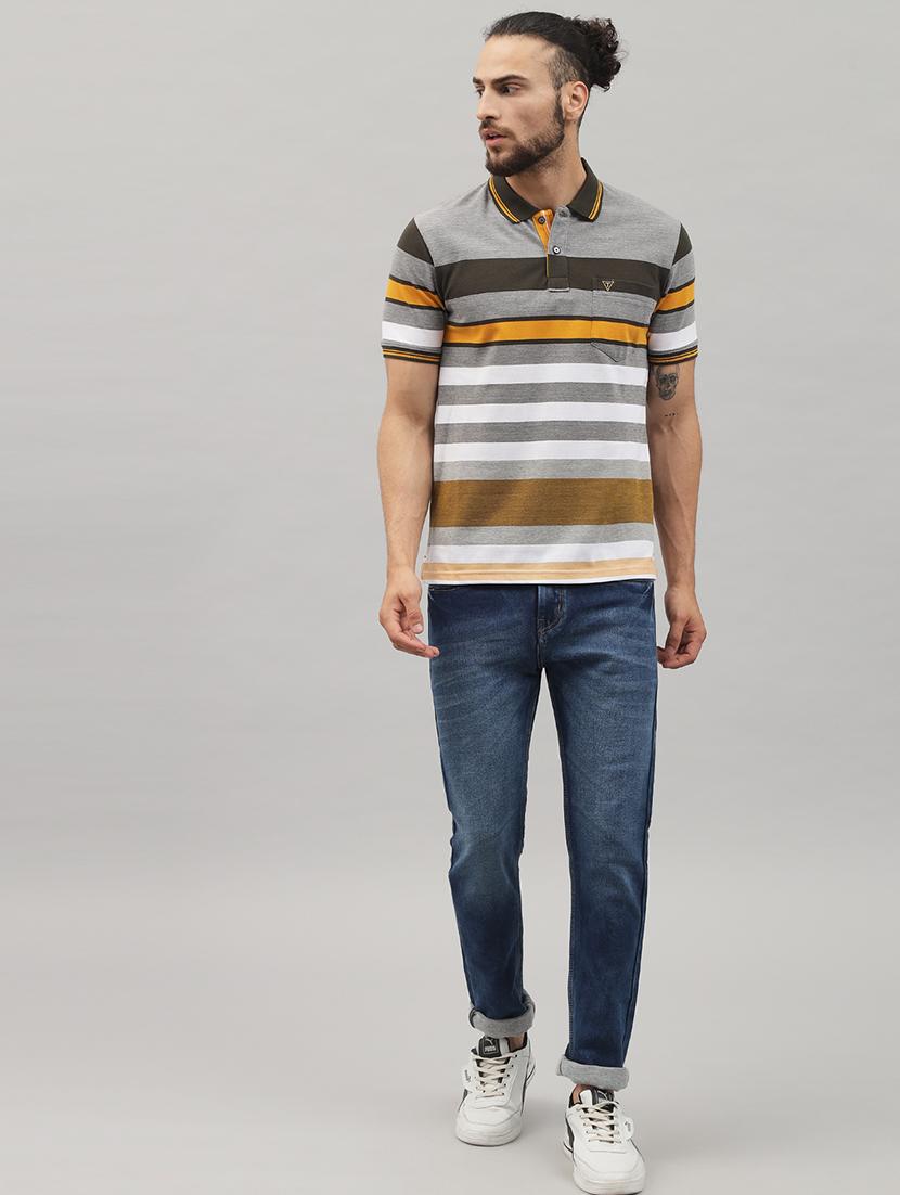 grey striped polo t-shirt - 18396813 - Standard Image - 3