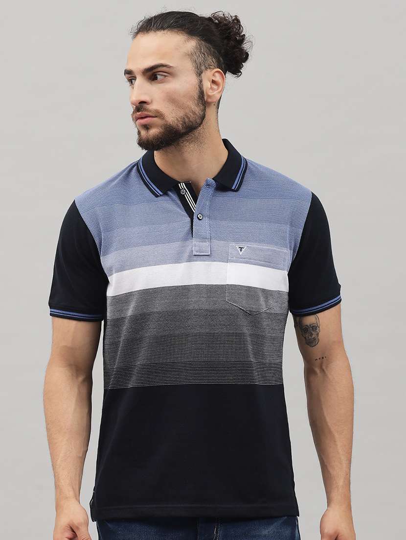 navy-blue striped polo t-shirt - 18396820 - Zoom Image - 0