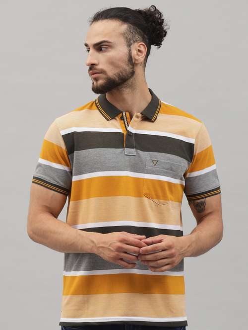 yellow striped polo t-shirt - 18396825 - Standard Image - 0