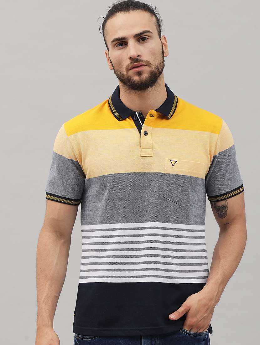 yellow striped polo t-shirt