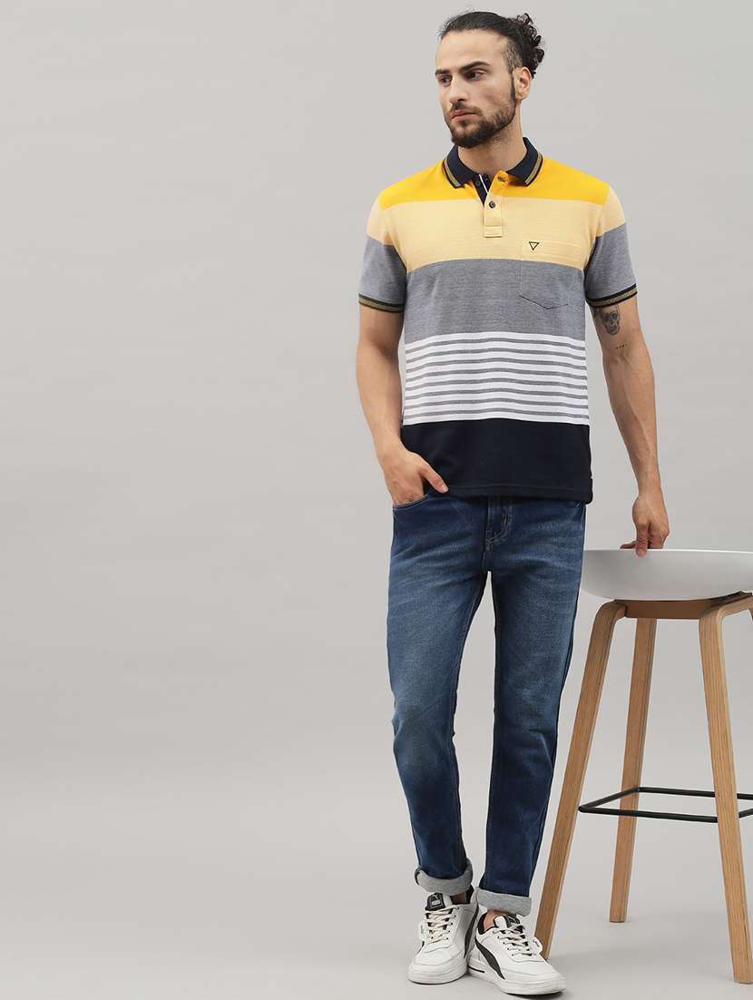 yellow striped polo t-shirt - 18396834 - Standard Image - 3