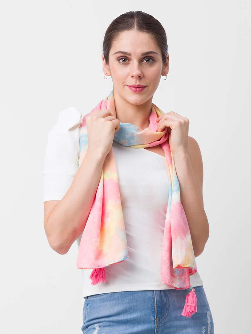 pink printed scarf