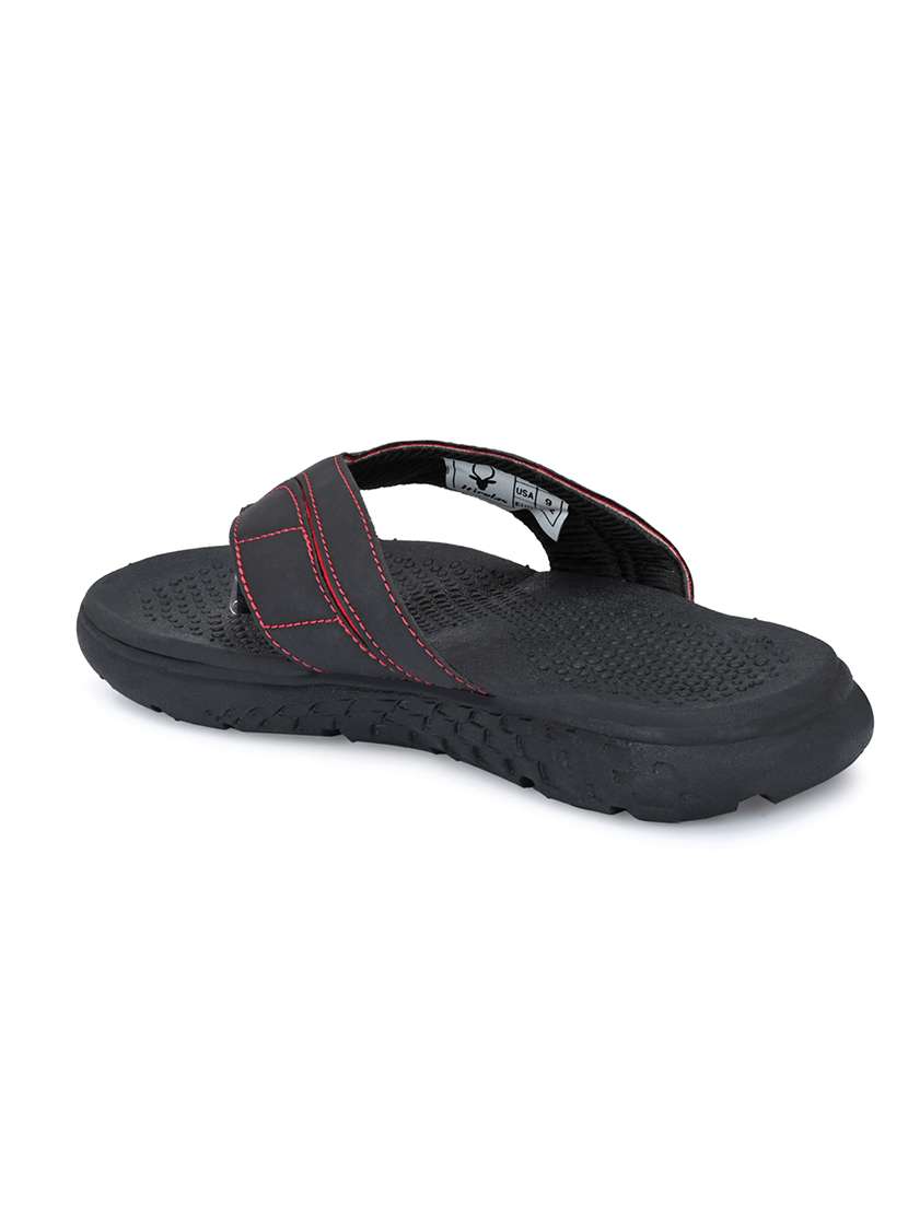 red faux leather slip on slippers - 18397296 -  Standard Image - 3