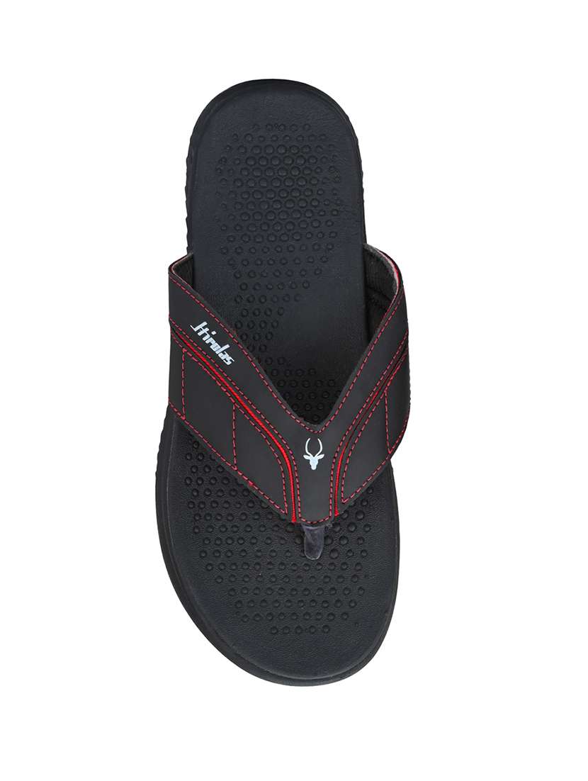 red faux leather slip on slippers - 18397296 -  Standard Image - 5