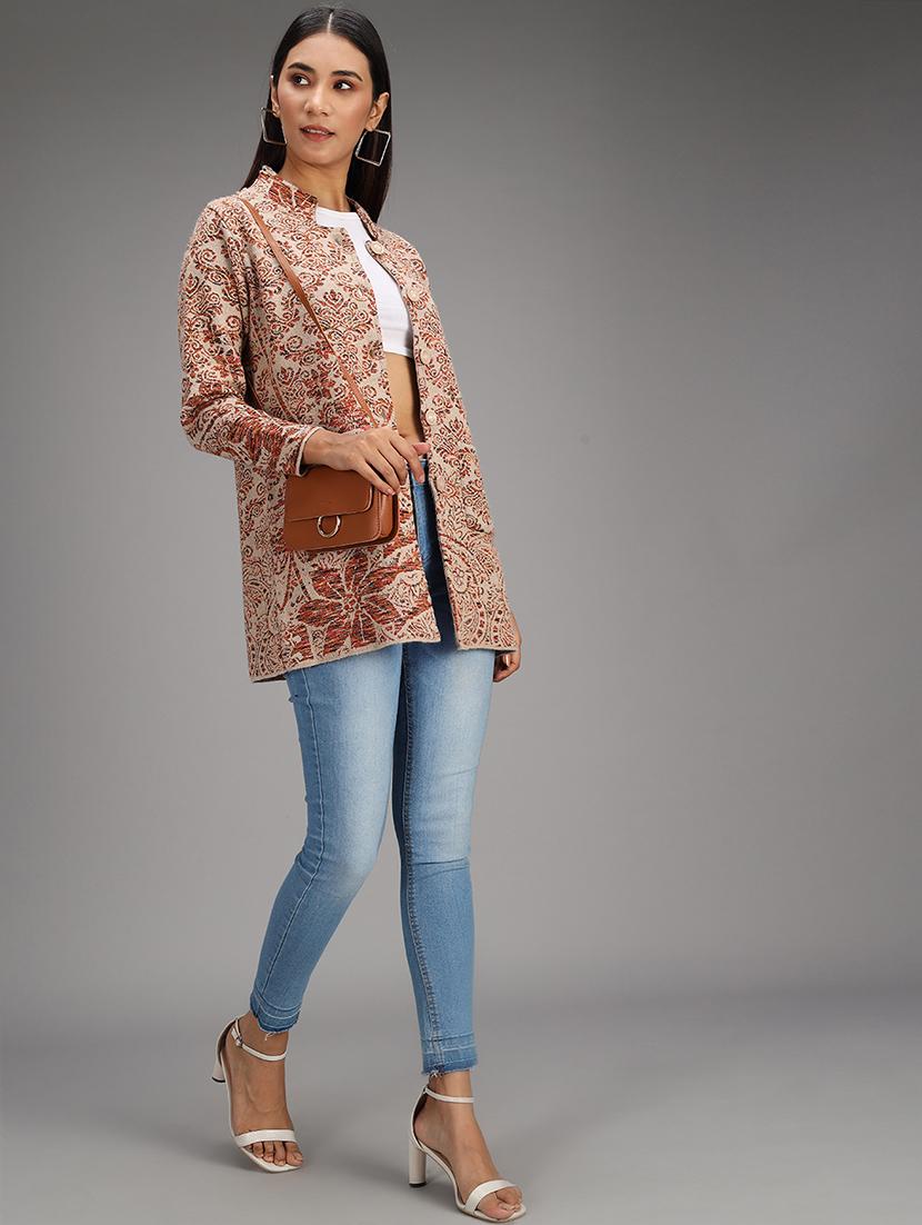 mandarin neck printed cardigan - 18397609 - Standard Image - 3