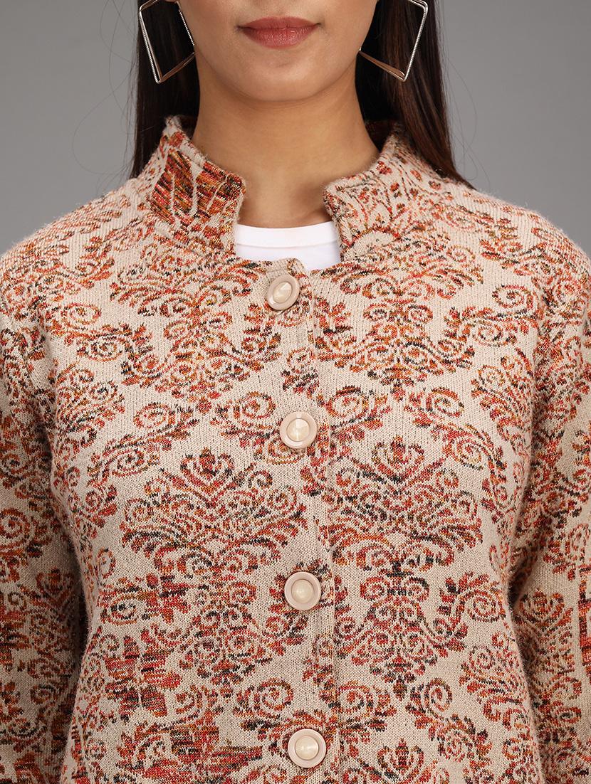 mandarin neck printed cardigan - 18397609 - Standard Image - 5