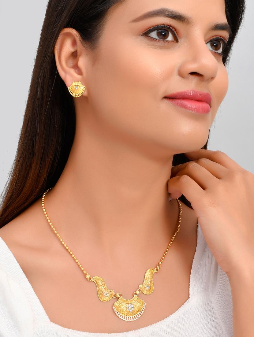 gold brass necklaces and earring - 18397914 - Standard Image - 5