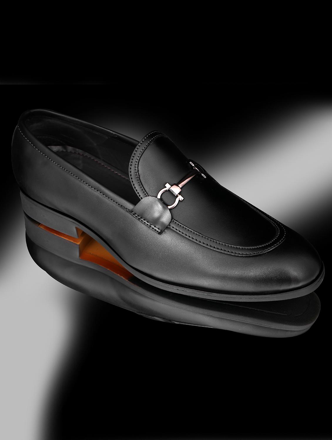 black synthetic office wear loafers - 18398027 -  Zoom Image - 0