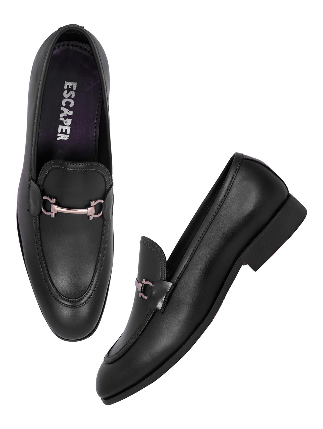 black synthetic office wear loafers - 18398027 - Standard Image - 3