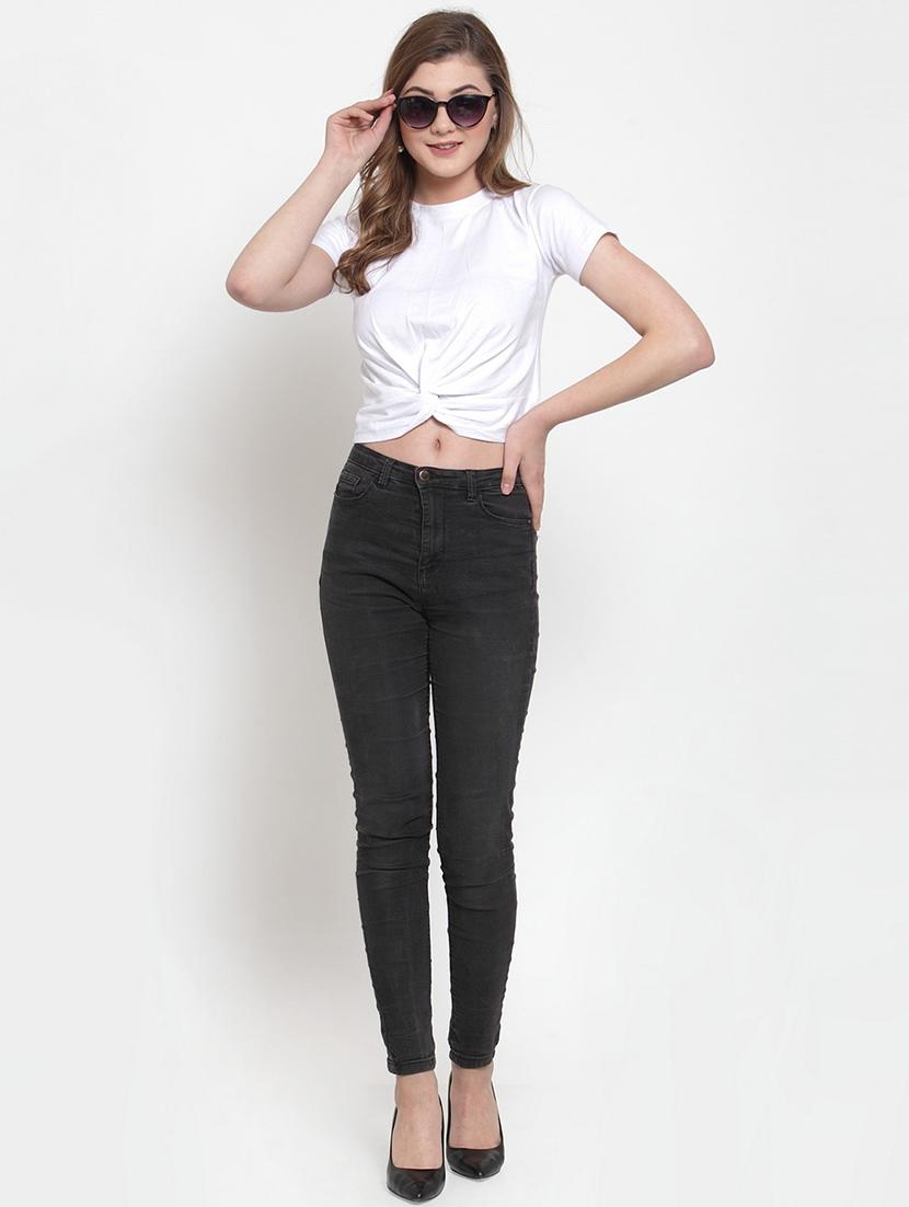 twisted front solid crop top - 18398100 - Standard Image - 3