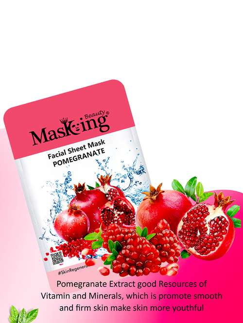 masking beauty bamboo facial sheet mask of pomegranate, strawberry & raspberry pack of 2 (40 g) - 18398634 -  Standard Image - 0