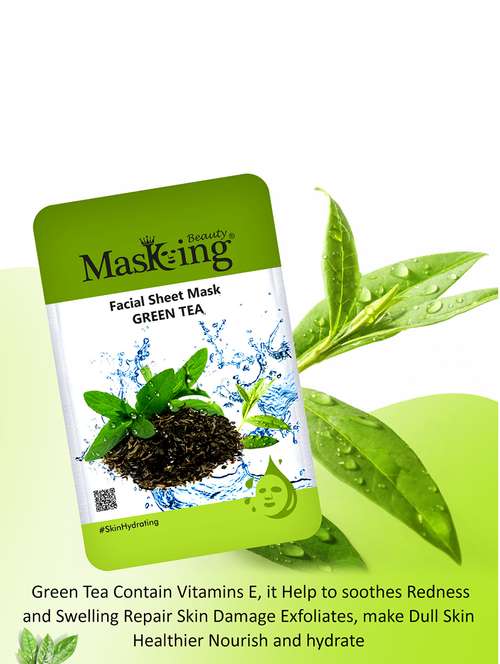 masking beauty bamboo facial sheet mask of green tea, papaya & pomegranate pack of 2 (40 g) - 18398638 -  Standard Image - 0