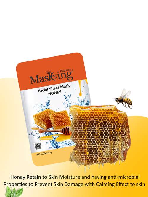 masking beauty bamboo facial sheet mask of honey, neem, tulsi & turmeric combo pack of 2 (40 g) - 18398639 - Standard Image - 0