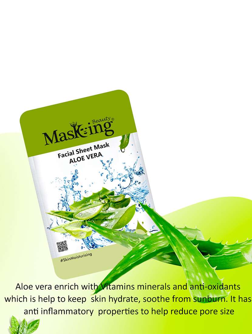 masking beauty bamboo facial sheet mask of aloe vera, saffron & sandalwood pack of 2 (40 g) - 18398640 -  Zoom Image - 0