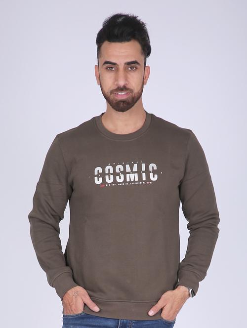 olive-green chest print sweatshirt - 18399048 - Standard Image - 0