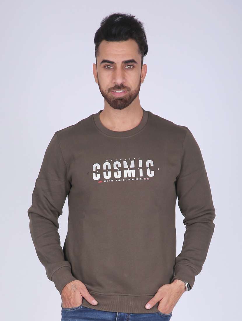 olive-green chest print sweatshirt - 18399048 - Zoom Image - 0