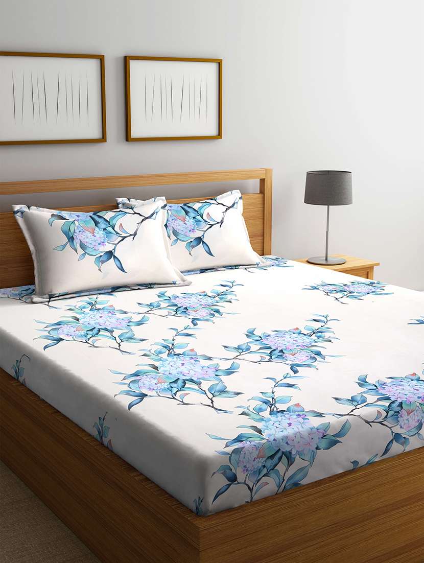 klotthe multi floral 210 tc cotton blend bedsheet with 2 pillow covers