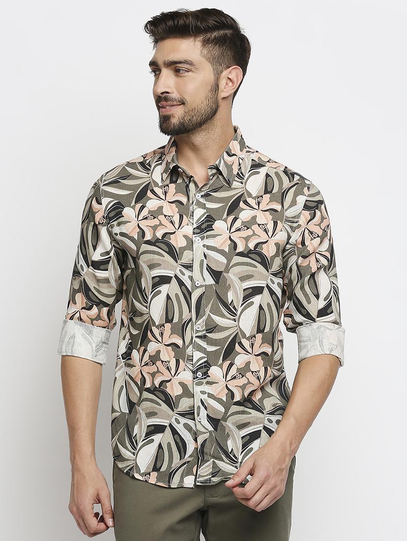 grey printed casual shirt - 18399666 - Zoom Image - 0