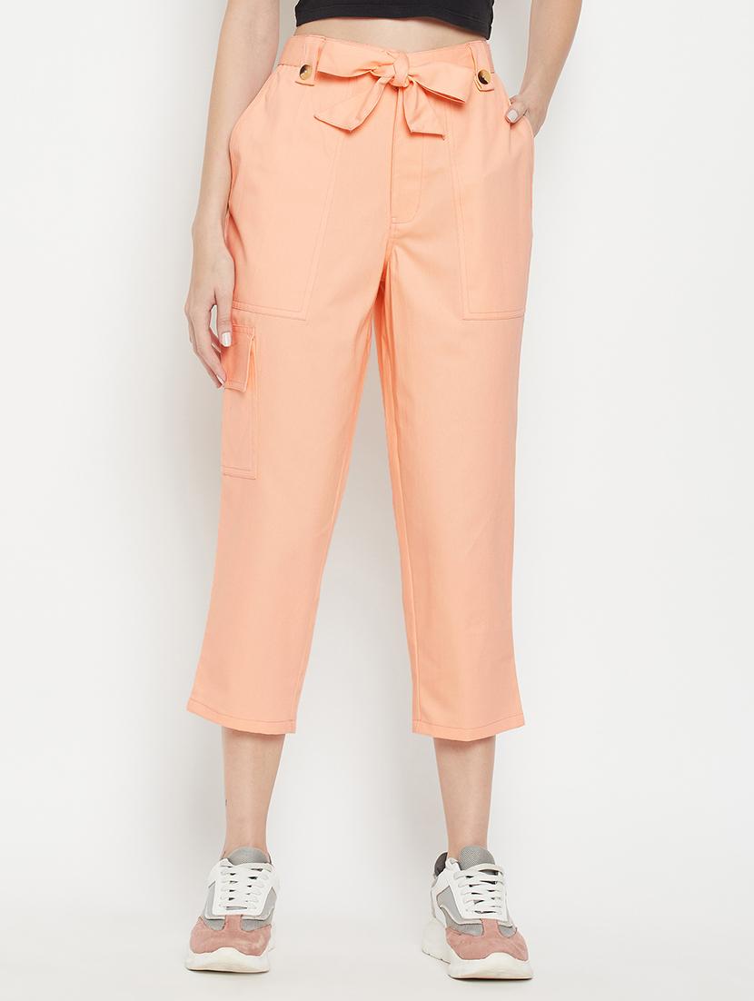 tie front solid cropped trouser - 18399732 - Zoom Image - 0