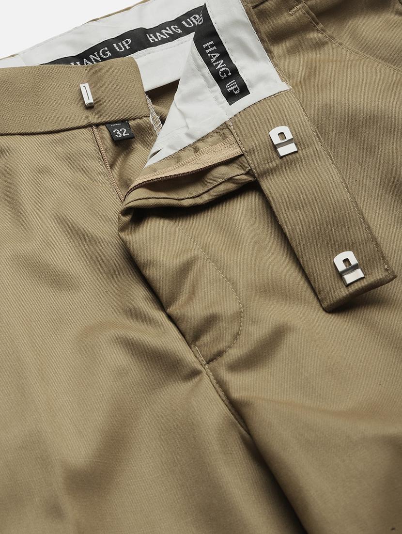 khaki solid flat front casual trouser - 18399973 - Standard Image - 5