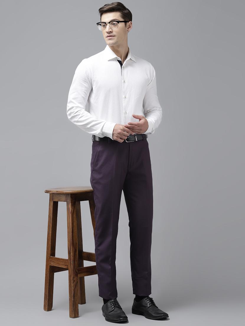 grey solid flat front casual trouser - 18399981 - Standard Image - 3