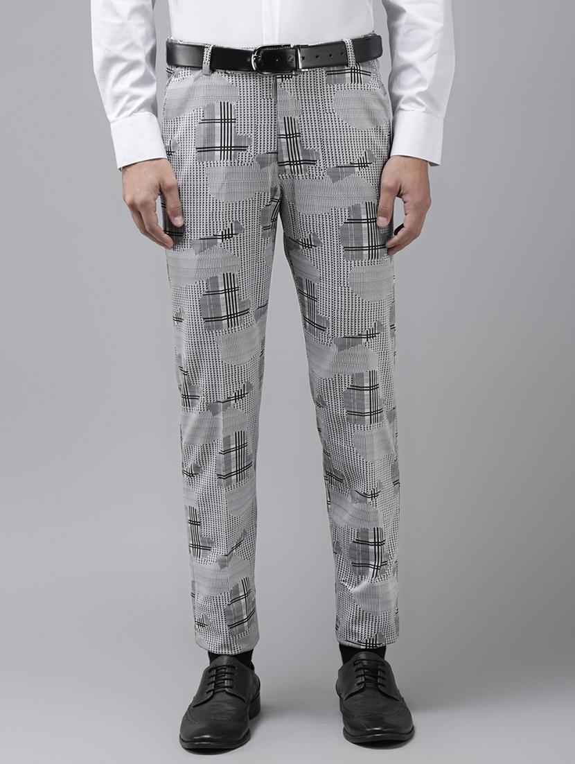 grey printed flat front casual trouser - 18399993 - Zoom Image - 0