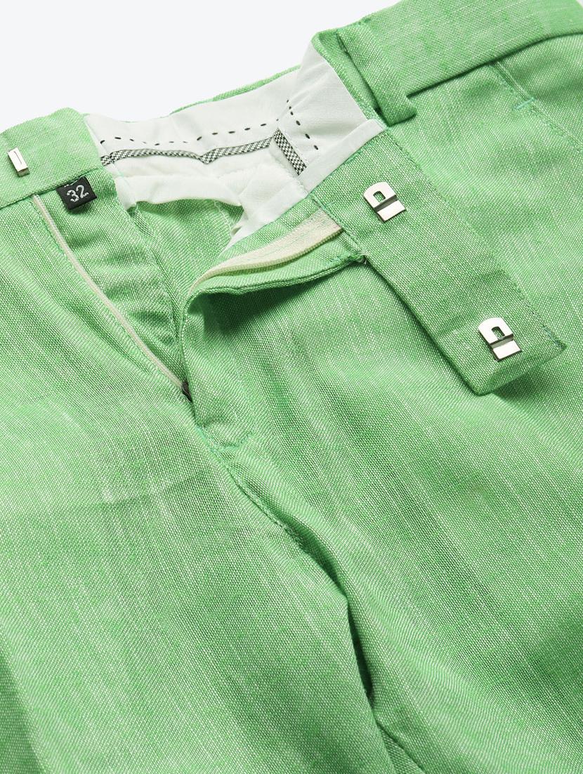 green solid flat front casual trouser - 18399996 - Standard Image - 5