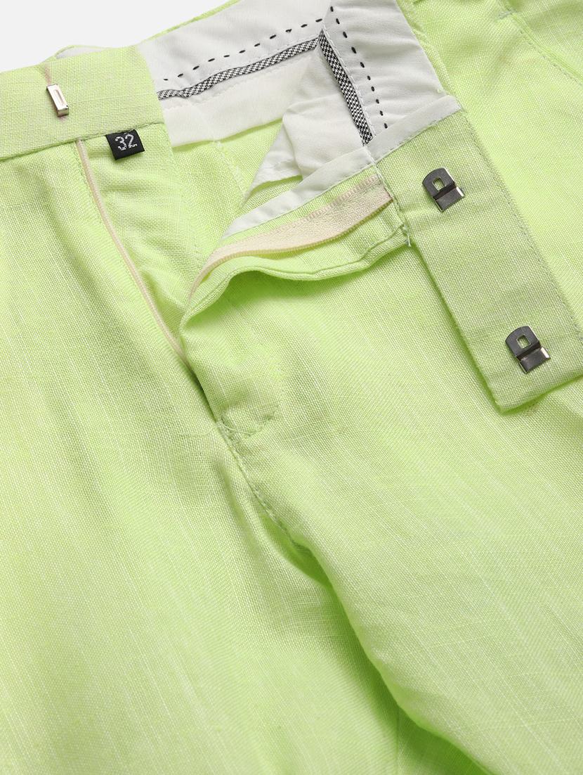 yellow solid flat front casual trouser - 18399997 - Standard Image - 5