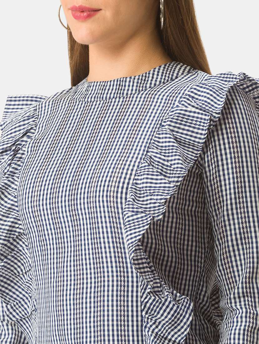 women's ruffle crew neck top - 18400249 -  Standard Image - 5