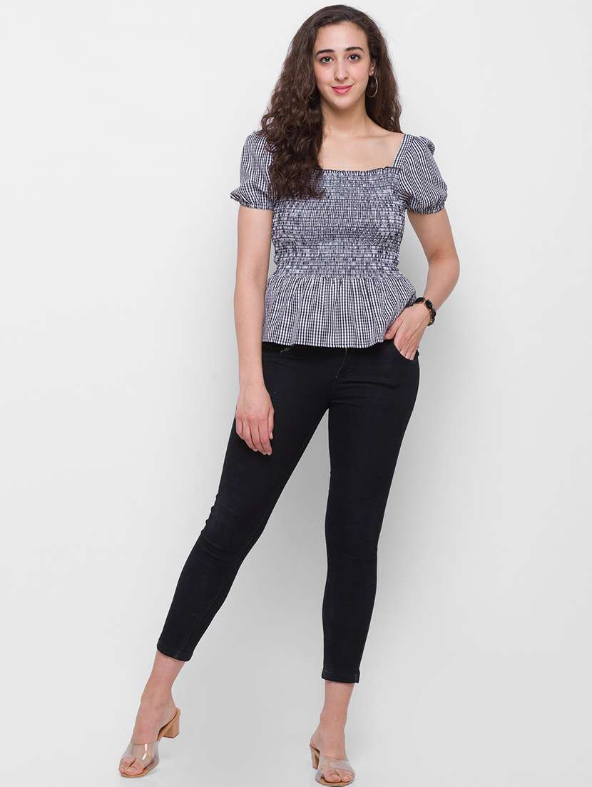 women's peplum square neck top - 18400257 -  Standard Image - 3
