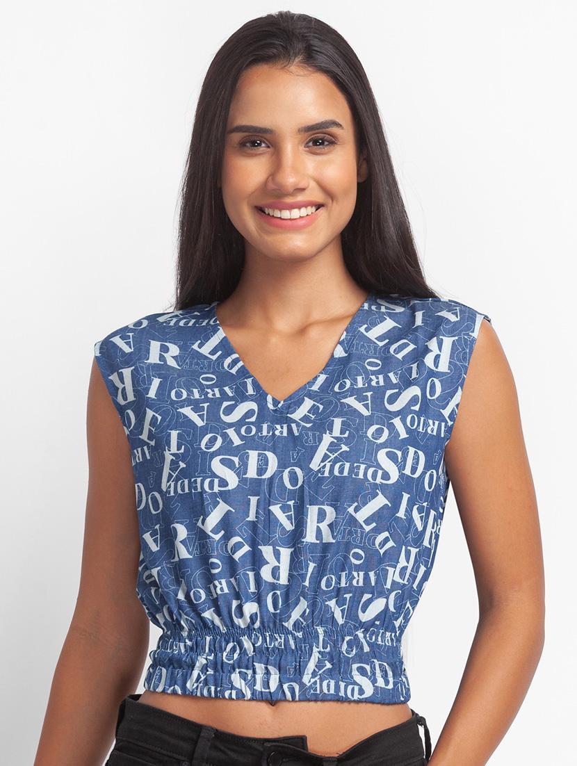 women's crop v neck top - 18400264 - Zoom Image - 0