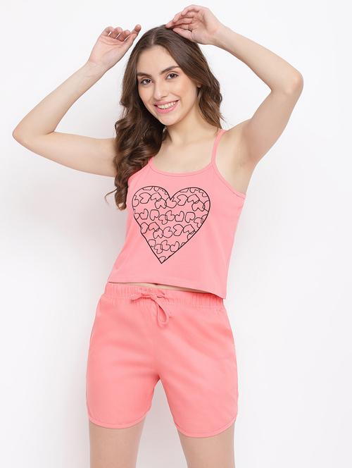 cami neck printed nightwear shorts set - 18400730 - Standard Image - 0