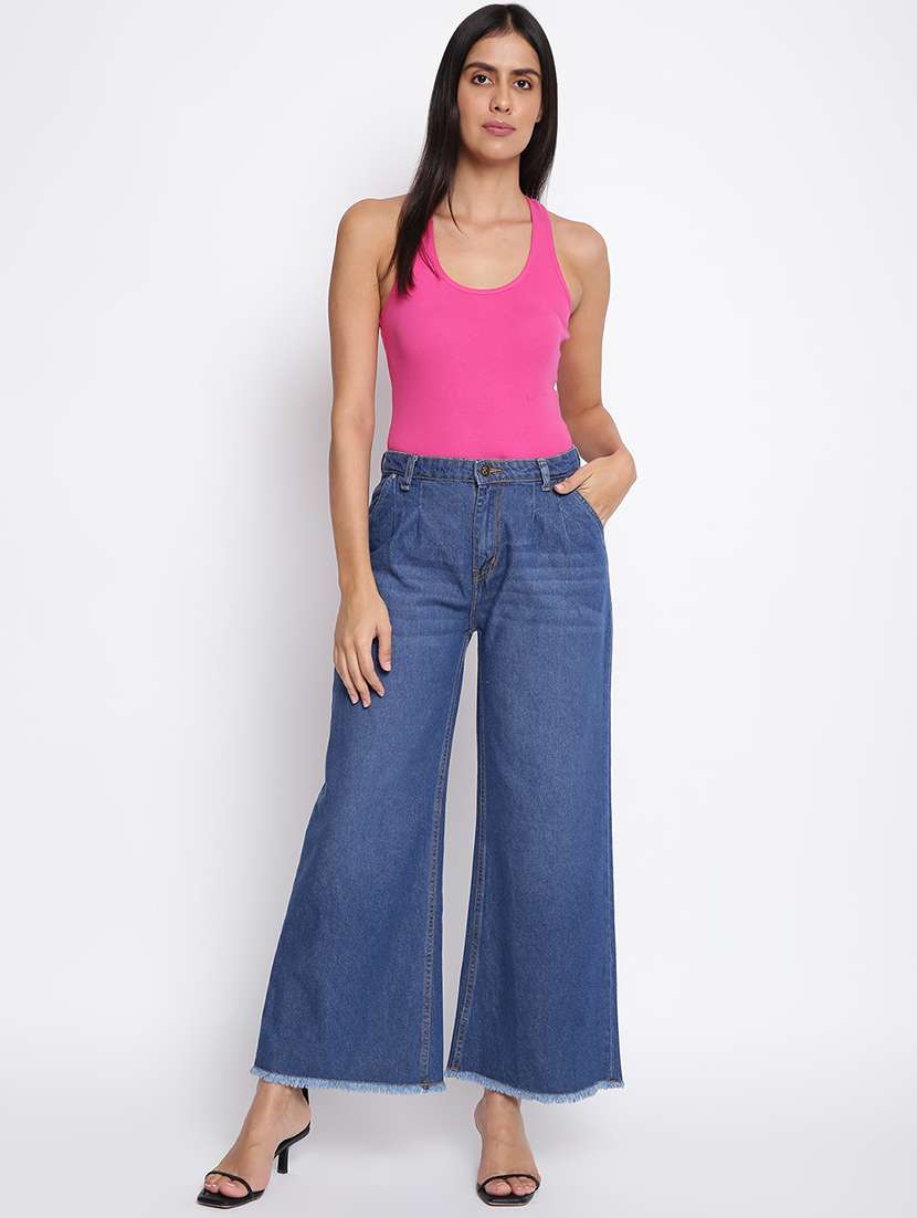 Women's Plain Baggy Leg Jeans
