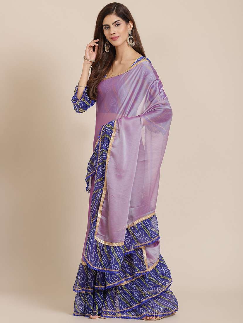 women's bordered lavender colored saree with blouse - 18401000 - Zoom Image - 0